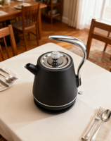 Bouilloire électrique en acier inoxydable double couche avec couvercle amovible, design portable sans fil, pour hôtel, 1,8 L, usage domestique, nouveau design, fonction maintien au chaud