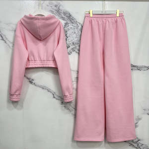 Conjunto corto con capucha suave y cómoda personalizada para mujer, conjuntos de gran tamaño, chándal con hombros caídos, conjunto de ropa de descanso a juego para mujer, chándal - Product Image 2
