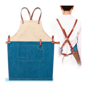 Customizable Women's Stylists Waist <b>Apron</b> Professional Sleeveless <b>Work</b> Tool with Pockets Made From Jeans Cotton Material - Product Image 2