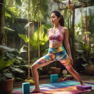 Conjunto de sujetador corto de sublimación de compresión de Yoga de alta calidad para mujer, conjunto de pantalones cortos de compresión estampados de secado rápido para entrenamiento de mujer - Product Image 6