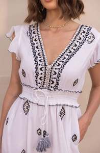 2025 Casual <b>Dresses</b> for Women V-Neck <b>Long</b> <b>Sleeve</b> Vyshyvanka Embroidery Mini Beach Wear Woven Weaving Ukrainian Style Maxi - Product Image 3