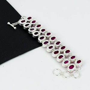 Pulsera de Plata de Ley 925 Hecha a Mano con Gema de Rubí de Cachemira Rosa, Estilo Vintage, Unisex, con Engaste de Bisel, Joyería Art Palace para Navidad - Product Image 3