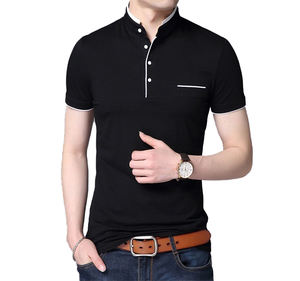 Service OEM Chemises polo pour hommes Logo personnalisé Chemise polo à manches courtes Chemise habillée pour hommes 100% coton Col montant Taille plus - Product Image 5