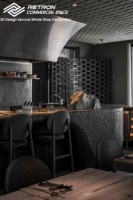 Meja Bar LED Logam Berlapis Marmer Klasik Hitam Kayu Kustom Ramah Lingkungan Desain Tahan Lama untuk Restoran Klub Malam Bentuk L