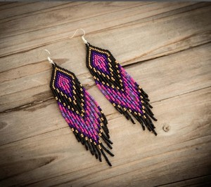 Pendientes de Cuentas Hechos a Mano de Calidad Premium y Lujo, Pendientes Largos con Flecos de Cuentas, Pendientes con Borlas de Cuentas - Product Image 2
