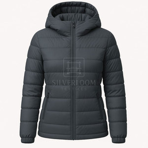 แจ็กเก็ตขนเป็ดน้ำหนักเบาสำหรับผู้หญิงแจ็กเก็ตมีฮู้ดกันน้ำผ้าโพลีเอสเตอร์75D เสื้อคลุมฤดูหนาวกำหนดโลโก้ได้เอง - Product Image 2