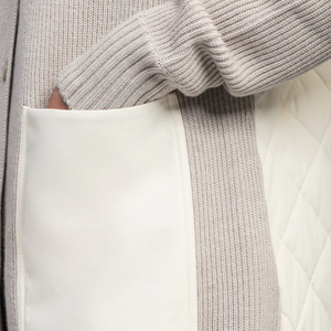 Cardigan d'hiver en tricot côtelé beige pour femmes, boutonné devant, coupe classique avec poches contrastées, doux et confortable pour un usage quotidien - Product Image 5