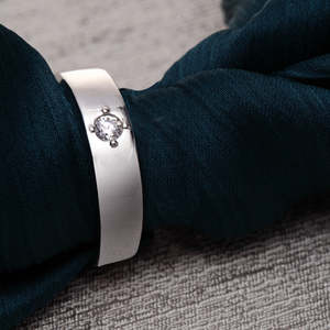 NOVAMART Fine Buy Premium 925 Pure Sterling <b>Silver</b> Cluster <b>Rings</b> for <b>Men</b> Rhodium Plated with Diamond Zircon Bezel Setting Inlay - Product Image 2