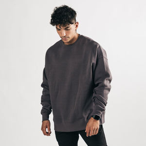 Sudadera de alta calidad con cuello redondo, forro polar de poliéster/algodón de 220g, transpirable, estilo oversize, para gimnasio y ropa urbana para hombre. - Product Image 5