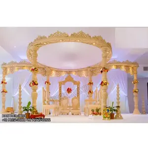 Latest Decorative Wedding Mandap UK Trending Indoor Mandap Set up for UK Wedding Latest Wooden Wedding Mandap Setup