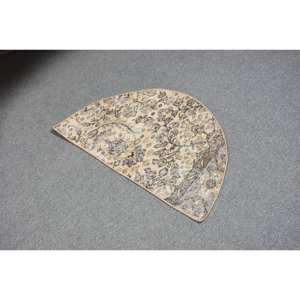 Alfombra turca de lana clásica Beige de 2,5x1,5 pies, rectángulo de pasillo estampado de retazos para entrada, sala de estar, alfombra de látex para cabecera - Product Image 2