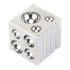 Fancy Iron Dapping Block 2x2x2 Inch Mirror Finish with 15 Half Sphere Jewelry Tools - Product Image 1