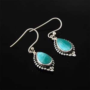 Boucles d'oreilles élégantes en argent sterling 925 de style bohème avec des pierres précieuses en amazonite Boucles d'oreilles à la mode faites à la main pour - Product Image 4