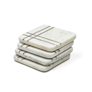 Elegante Juego de Posavasos de Mármol Blanco Moderno con Franja de Latón, Tamaño Personalizado Premium, Decoración de Mesa Ecológica, Suministro al por Mayor para el Hogar y Hoteles - Product Image 1