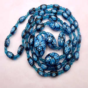 Collier en cristal bleu Millefiori artisanal vénitien vintage perles de verre au chalumeau achat en gros - Product Image 4
