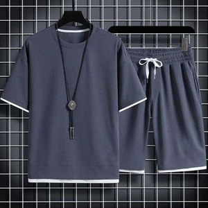 Produits chauds 2025 Logo personnalisé été hommes s gaufre ensembles décontracté t-shirt survêtement lâche sport Shorts costumes - Product Image 5