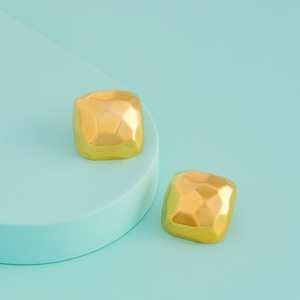 Pendientes Geométricos de Aleación de Zinc y Acero Inoxidable, Estilo Religioso con Detalles de Ámbar y Circonita, Ideales para Fiestas - Product Image 1