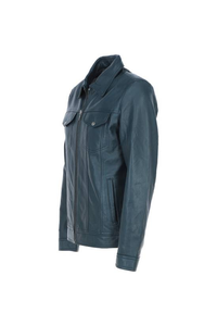 Blouson en cuir de vachette pour homme, style streetwear, respirant, écologique, col rabattable, fermeture éclair, idéal pour la moto - Product Image 6