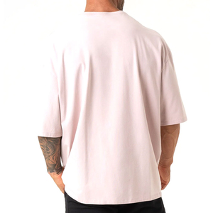 Nueva llegada peso pesado gran tamaño serigrafiado cuello redondo hombres camiseta OEM diseño algodón hombres camisetas 220gsm venta al por mayor - Product Image 2