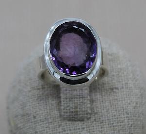 Anillo fino hecho a mano de plata 925 para mujer con fuente directa de piedras preciosas de amatista de corte ovalado para boda y uso diario - Product Image 1