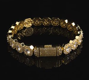 Pulsera de cadena de tenis chapada en oro de 18 quilates Unisex, colgantes finos de diamantes de laboratorio VVS de 10mm de alta calidad y moissanita de piedra principal de estilo helado - Product Image 1