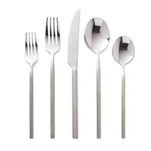 Nouvel ensemble de couverts en acier inoxydable moderne à cinq pièces avec manche artisanal, passe au lave-vaisselle, durable, poli miroir, tendance - Product Image 4