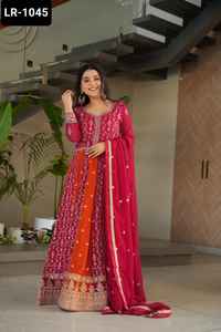 Las últimas mujeres usan vestidos Anarkali de lujo estilo pakistaní estilo de ropa Georgette Anarkali vestido con diseñador Dupatta para mujeres - Product Image 2