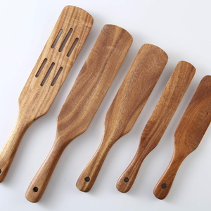 High Quality Natural Wooden Spurtle Set Acacia Wooden Spatula Spoons <b>Utensils</b> for Nonstick Cookware from Vietnam - Product Image 2