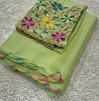Chinnon en mousseline de soie saree multi broderie Séquence de travail Blouse