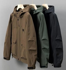 แจ็กเก็ตกันฝนสำหรับผู้ชายแจ็คเก็ตบุผ้ากันลมมีหลายกระเป๋าแบบลำลองกันน้ำ - Product Image 6