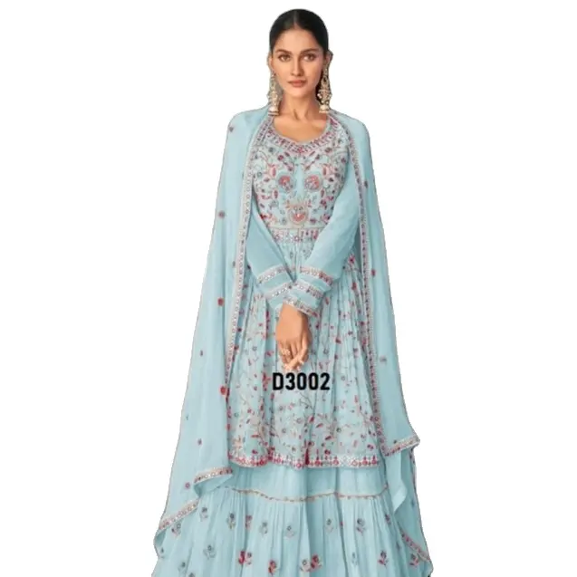 파티웨어 및 결혼식 민족 드레스 salwar kameeez 2023 컬렉션 Eid 컬렉션 우아한 드레스에 대한 최신 인도 플라조 정장