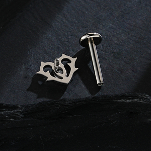 Titane Fil Interne CZ Coeur Avec Épines Lèvre Labret Monroe Stud Floral Cartilage Helix Boucle D'oreille Dos Plat Piercing Bijoux - Product Image 5