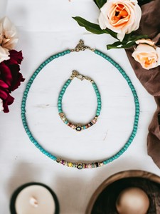 Cadeaux promotionnels DAFNI, collier et bracelet en perles de plastique colorées, œil porte-bonheur, faits à la main pour la fête des mères, la Saint-Valentin - Product Image 2