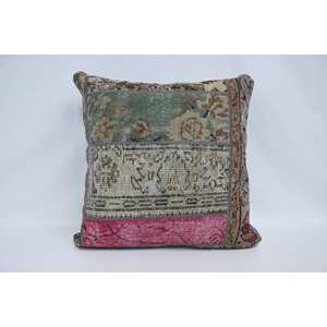 28x28 Inch Multicolor Bohemian Patchwork Wool Kantha <b>Pillow</b> Embroidered Floral Vintage Print Decorative Cushion Woven Technique - Product Image 1