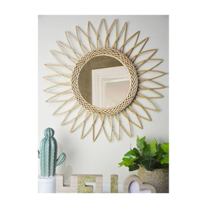 Miroir de déclaration en rotin pour décor de salon audacieux avec cadre en osier artisanal 100% rotin artisanal fabriqué au Vietnam - Product Image 5