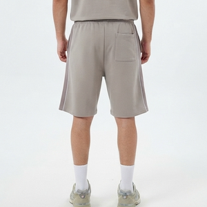 Shorts en coton épais 420G sur mesure pour garçon, style décontracté, couleur unie, pour homme, streetwear, avec bande latérale. - Product Image 4