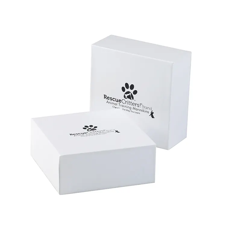 Caixa De Armazenamento De Rastreador De Animais Branco Placa Cinza Rígida Caixa De Embalagem De Presente De Papel Revestido Caixa De Rastreador De Estimação