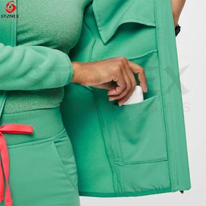 Enfermería Scrubs Reutilizable Hospital de invierno Spandex Uniformes Tallas grandes Fleece Scrub Jacket para Lady Doctors - Product Image 6