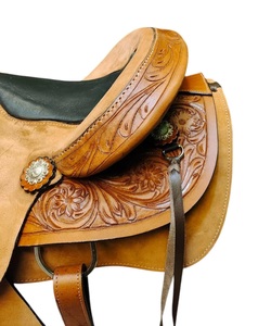Sillín occidental de caballo de cuero genuino de calidad superior Sillín occidental de carreras de barril para montar a caballo - Product Image 4