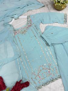 ชุดเคอร์ติสุดสวยสำหรับผู้หญิงชุดแต่งกายแนวพื้นเมืองสำหรับเทศกาลการปักที่สวยงามพร้อมพาลาซโซและ dupatta - Product Image 5