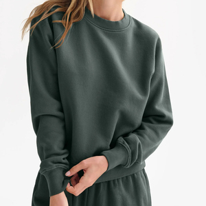 OEM Designer Logo personnalisé de haute qualité broderie sweat-shirt épais Premium coton polaire entraînement universitaire femmes pull à col rond - Product Image 1