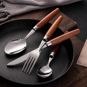 Ensembles de couverts en bois d'acacia en acier inoxydable 304 de haute qualité pour l'hôtel de restaurant de mariage - Product Image 5