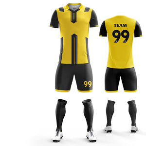 Kit de football pour adultes, maillot à blocs de couleurs à sublimation personnalisée, short respirant en polyester à séchage rapide, taille réglable, équipe personnalisée - Product Image 4