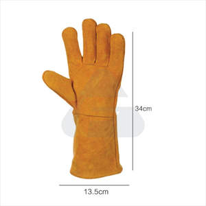 พรีเมี่ยมเกรดประสิทธิภาพสูง Cowhide แยกหนังถุงมือความปลอดภัยการทำงานหนังอุตสาหกรรมความปลอดภัยถุงมือทำงานสำหรับมือ - Product Image 2