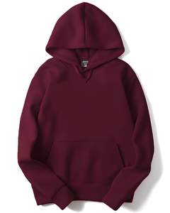 Sudadera con capucha de ajuste relajado de mezcla de algodón sólido informal para hombre personalizada con cierre de cordón - Product Image 5