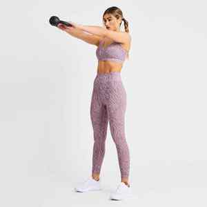 Ensemble de vêtements de sport pour femmes, haut de sport à manches longues en dentelle compressif et court, t-shirt de yoga, leggings évasés pour squats, vêtements de sport pour femmes - Product Image 1