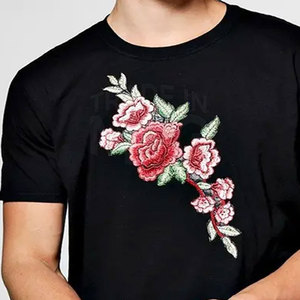 Mejor Venta de alta calidad nuevo estilo bordado camiseta personalizable algodón/fibra de bambú bajo MOQ diseño su propio - Product Image 4