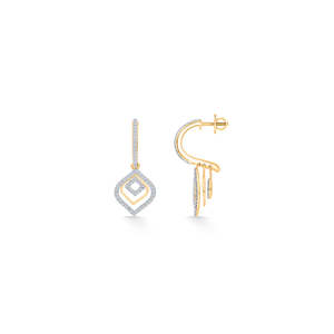 Pendientes de Diamantes con Diseño de Hojas Doradas para Mujer - Product Image 3