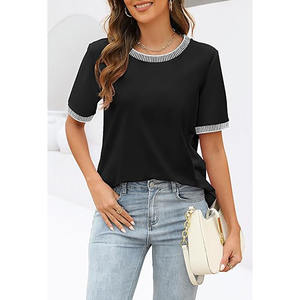 T-Shirt surdimensionné léger 100% coton pour femmes de haute qualité poids lourd 180gsm imprimé brodé T-shirt uni été ample - Product Image 4