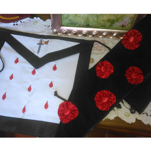 Tablier maçonnique en cuir Rite écossais Tablier 9e degré Fil de métal doré 100% Agneau avec frange Briques Bullion Best - Product Image 1